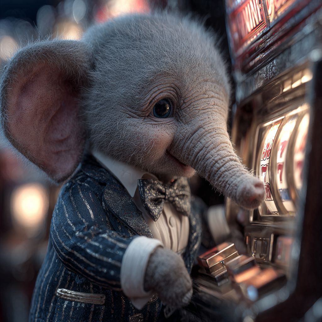 Spin the reels and win at 7G777 casino slots Elephant mascot of 7G777 casino playing slot machine